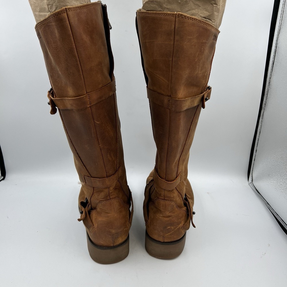 Teva De La Vina Tall Riding Boots Women's 9 Brown Leather Zip Waterproof 1003011 - Picture 4 of 11